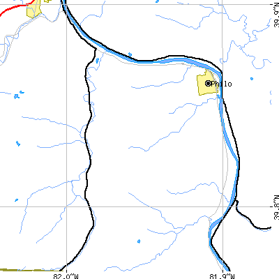 Zip code 43771 close-up map