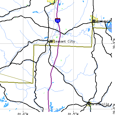 Zip code 43772 close-up map