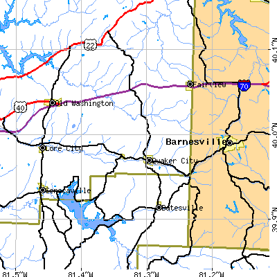 Zip code 43773 close-up map