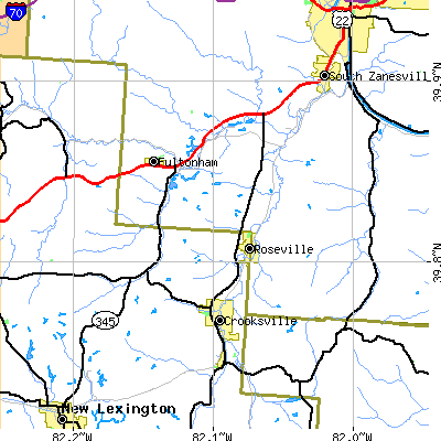Zip code 43777 close-up map
