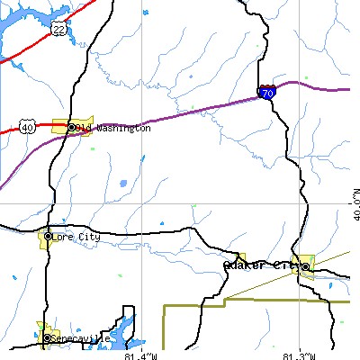 Zip code 43778 close-up map