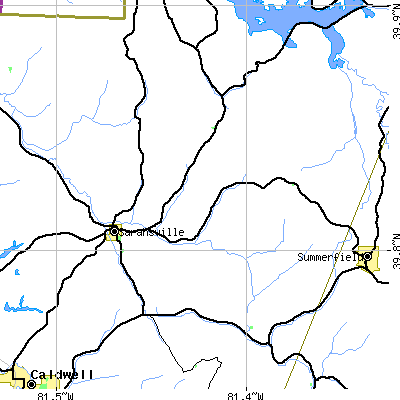 Zip code 43779 close-up map