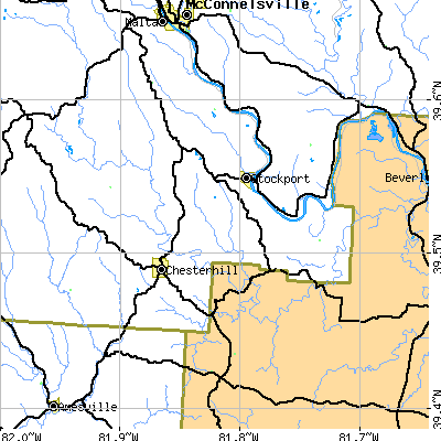 Zip code 43787 close-up map