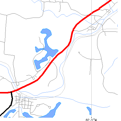 Zip code 43791 close-up map