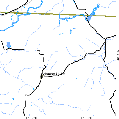 Zip code 43802 close-up map