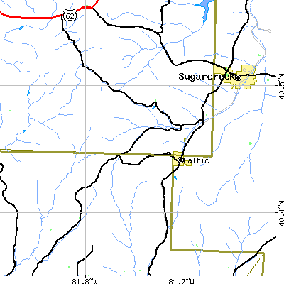 Zip code 43804 close-up map