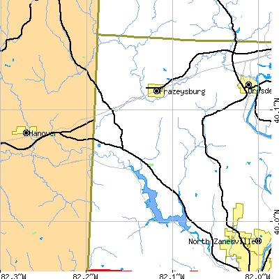 Zip code 43830 close-up map