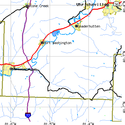 Zip code 43837 close-up map