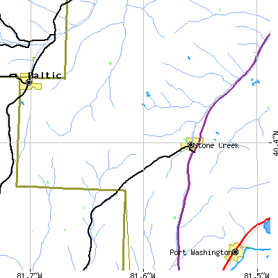 Zip code 43840 close-up map
