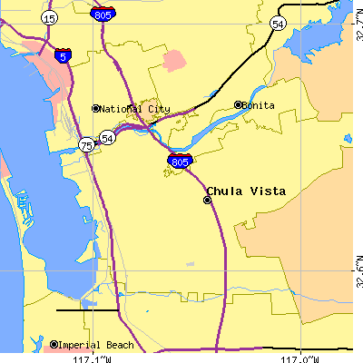 Zip code 91910 close-up map