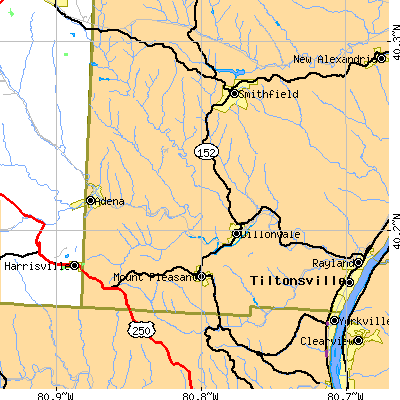 Zip code 43917 close-up map