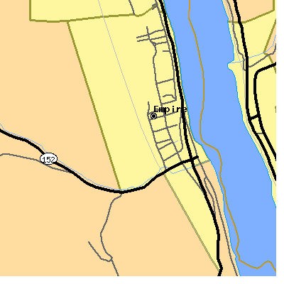Zip code 43926 close-up map