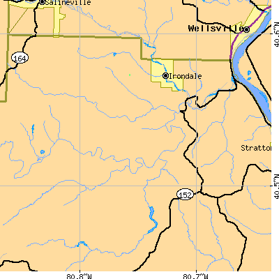 Zip code 43932 close-up map