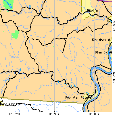 Zip code 43933 close-up map