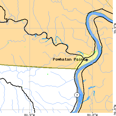 Zip code 43942 close-up map