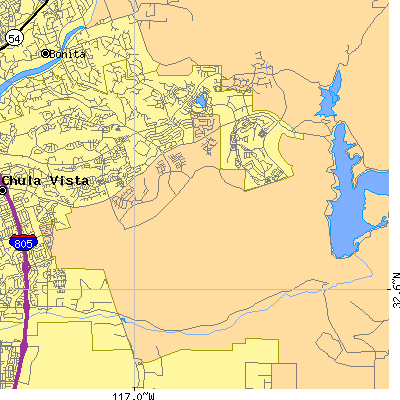 Zip code 91915 close-up map