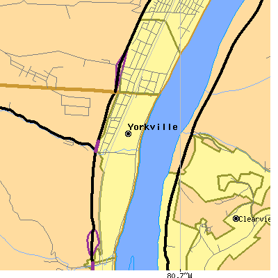 Zip code 43971 close-up map