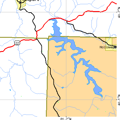 Zip code 43983 close-up map