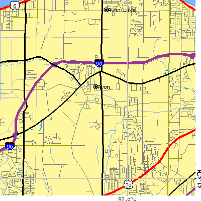 Zip code 44011 close-up map
