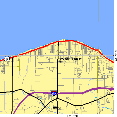 Zip code 44012 close-up map