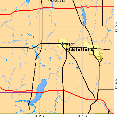 Zip code 44021 close-up map