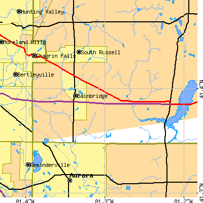 Zip code 44023 close-up map