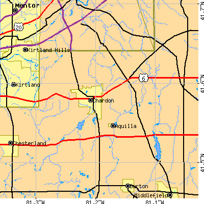 Zip code 44024 close-up map