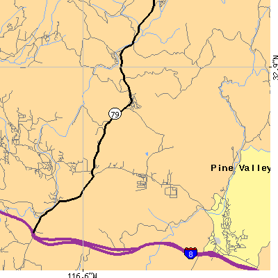Zip code 91931 close-up map