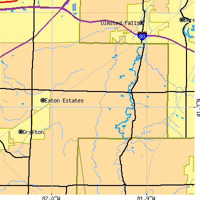 Zip code 44028 close-up map