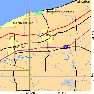 Zip code 44041 close-up map