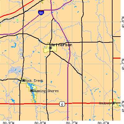 Zip code 44047 close-up map