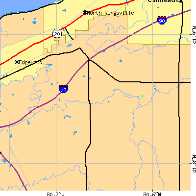 Zip code 44048 close-up map