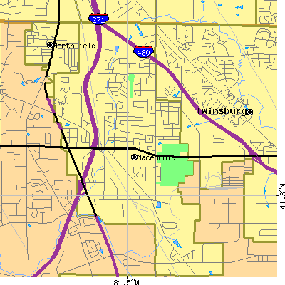 Zip code 44056 close-up map