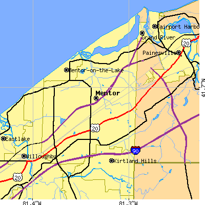 Zip code 44060 close-up map