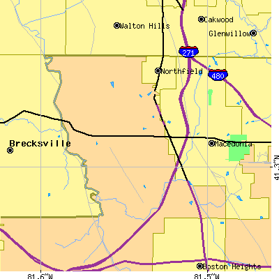 Zip code 44067 close-up map