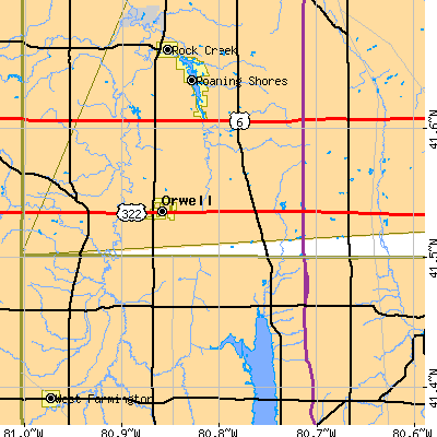 Zip code 44076 close-up map