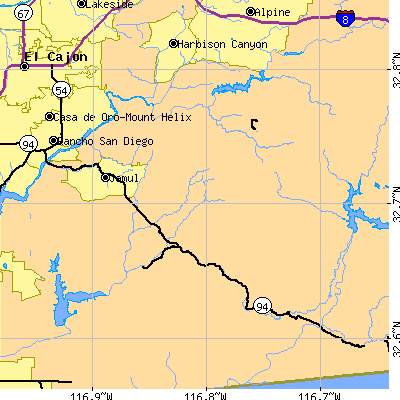 Zip code 91935 close-up map