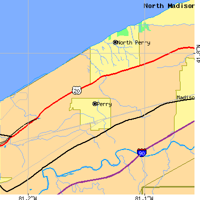 Zip code 44081 close-up map