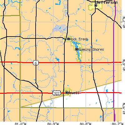Zip code 44085 close-up map