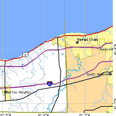 Zip code 44089 close-up map