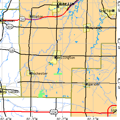 Zip code 44090 close-up map