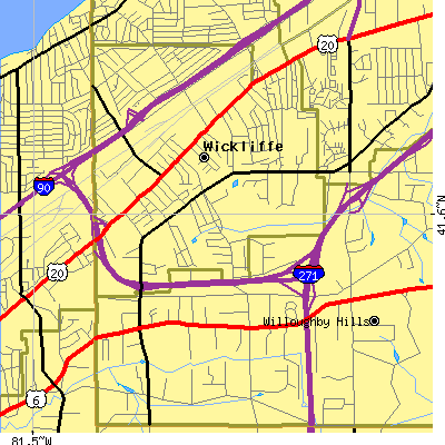 Zip code 44092 close-up map
