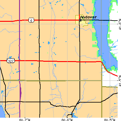 Zip code 44093 close-up map