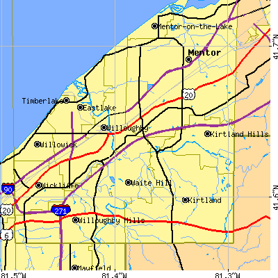 Zip code 44094 close-up map