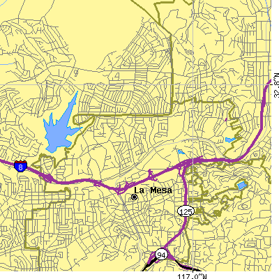 Zip code 91942 close-up map