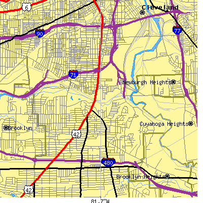Zip code 44109 close-up map