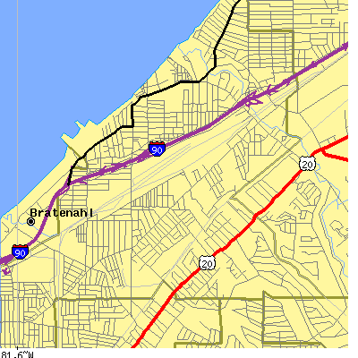 Zip code 44110 close-up map