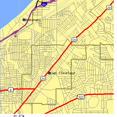Zip code 44112 close-up map