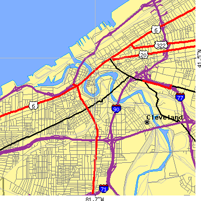 Zip code 44113 close-up map