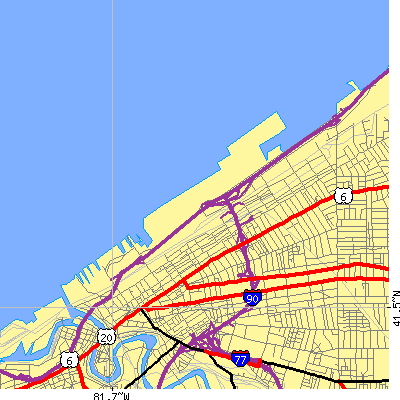 Zip code 44114 close-up map